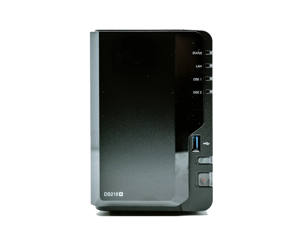 A compact server appliance, photographed against a seamless white background